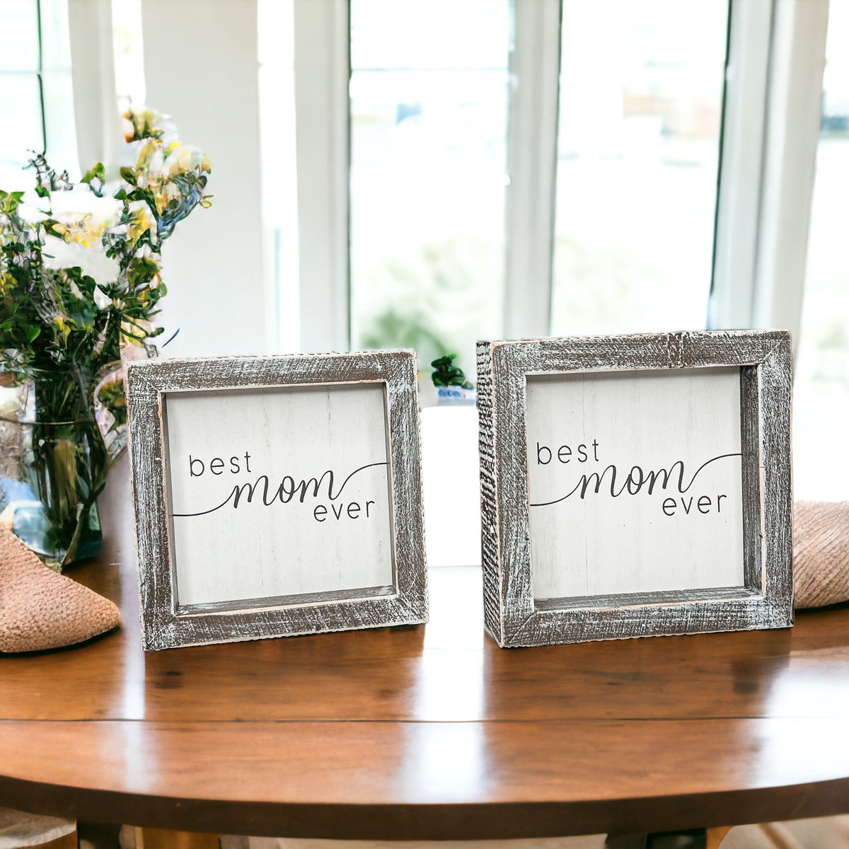 Best Mom Ever 5 Inch Wooden Wall Sign With Sentimental Quote Rustic Home Decor Gift