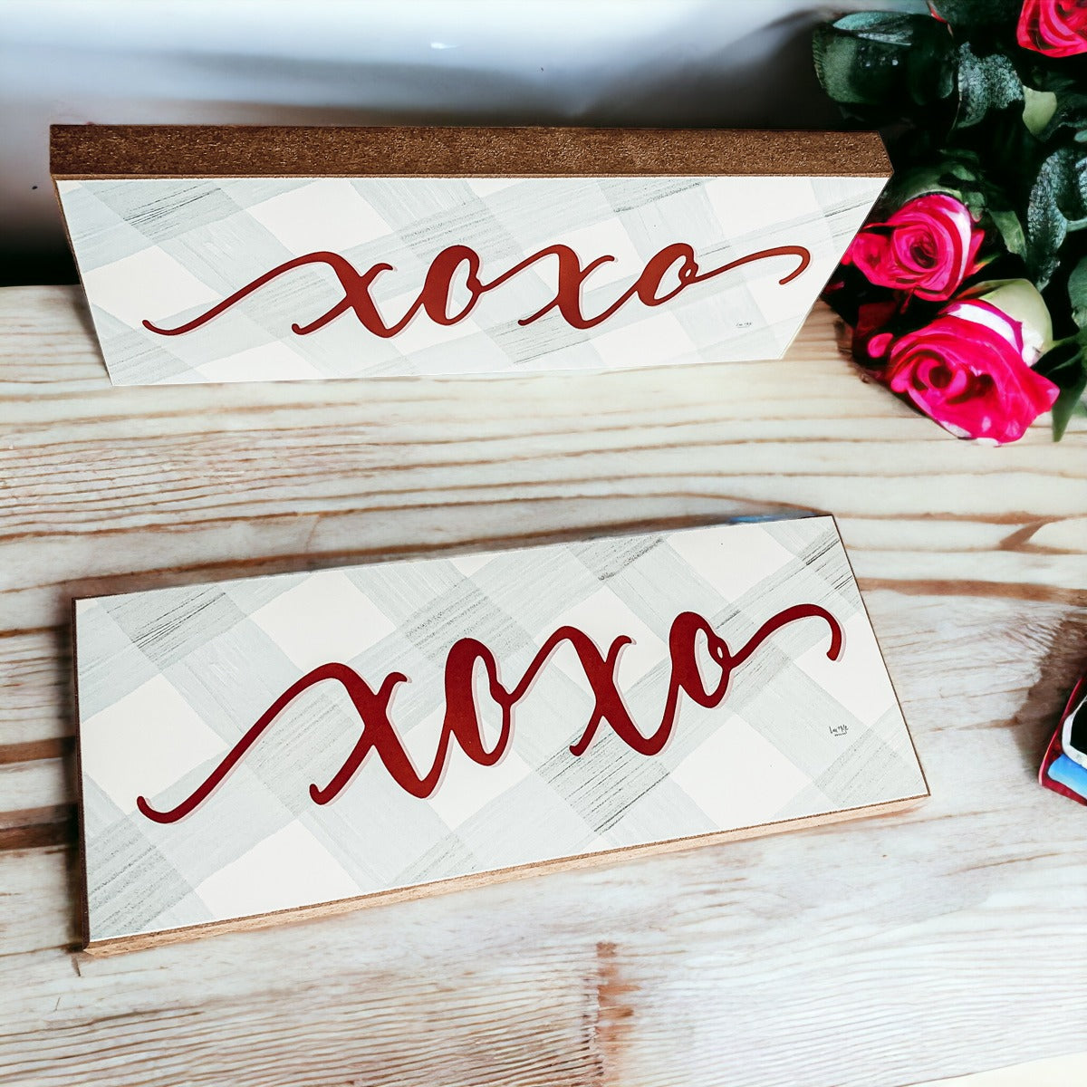 Kissing Booth Handmade Thick Wood Sign 6x4x1 Inch Valentine Tiered Tray Mantel Shelf Decor