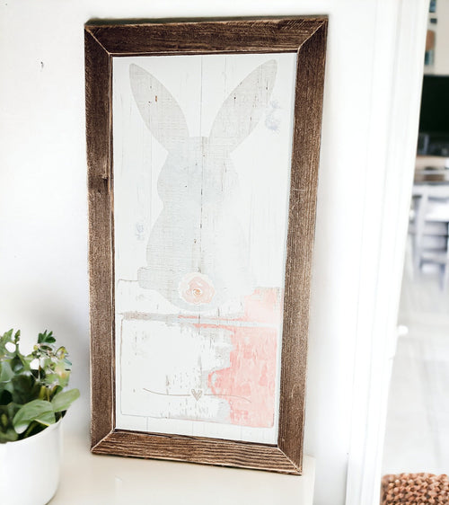 Hasenpuschel Rustikales Bauernhaus Holzschild 24x12 Zoll Frühling Osterdeko Bauernhaus Wandbehang
