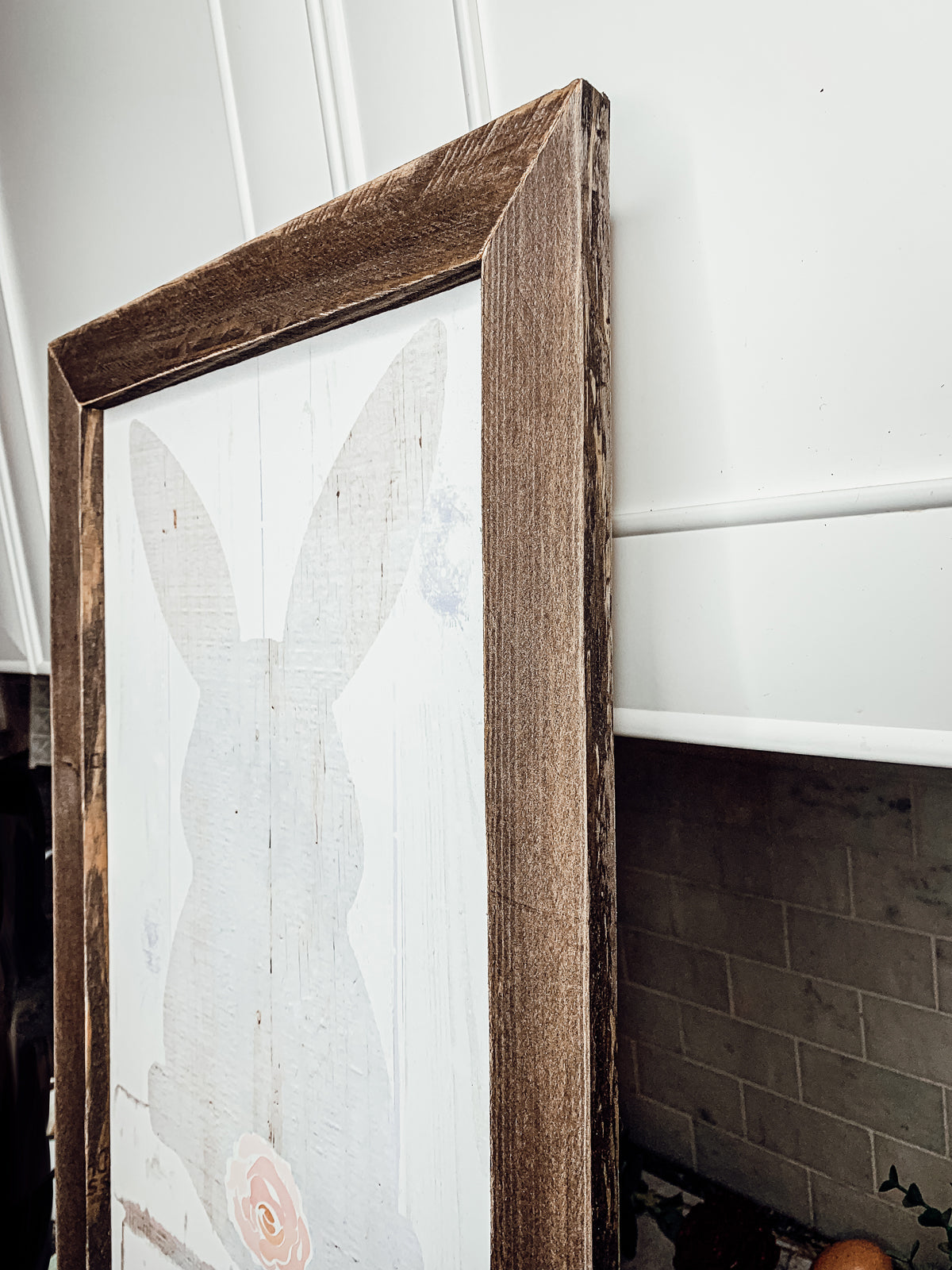 Hasenpuschel Rustikales Bauernhaus Holzschild 24x12 Zoll Frühling Osterdeko Bauernhaus Wandbehang