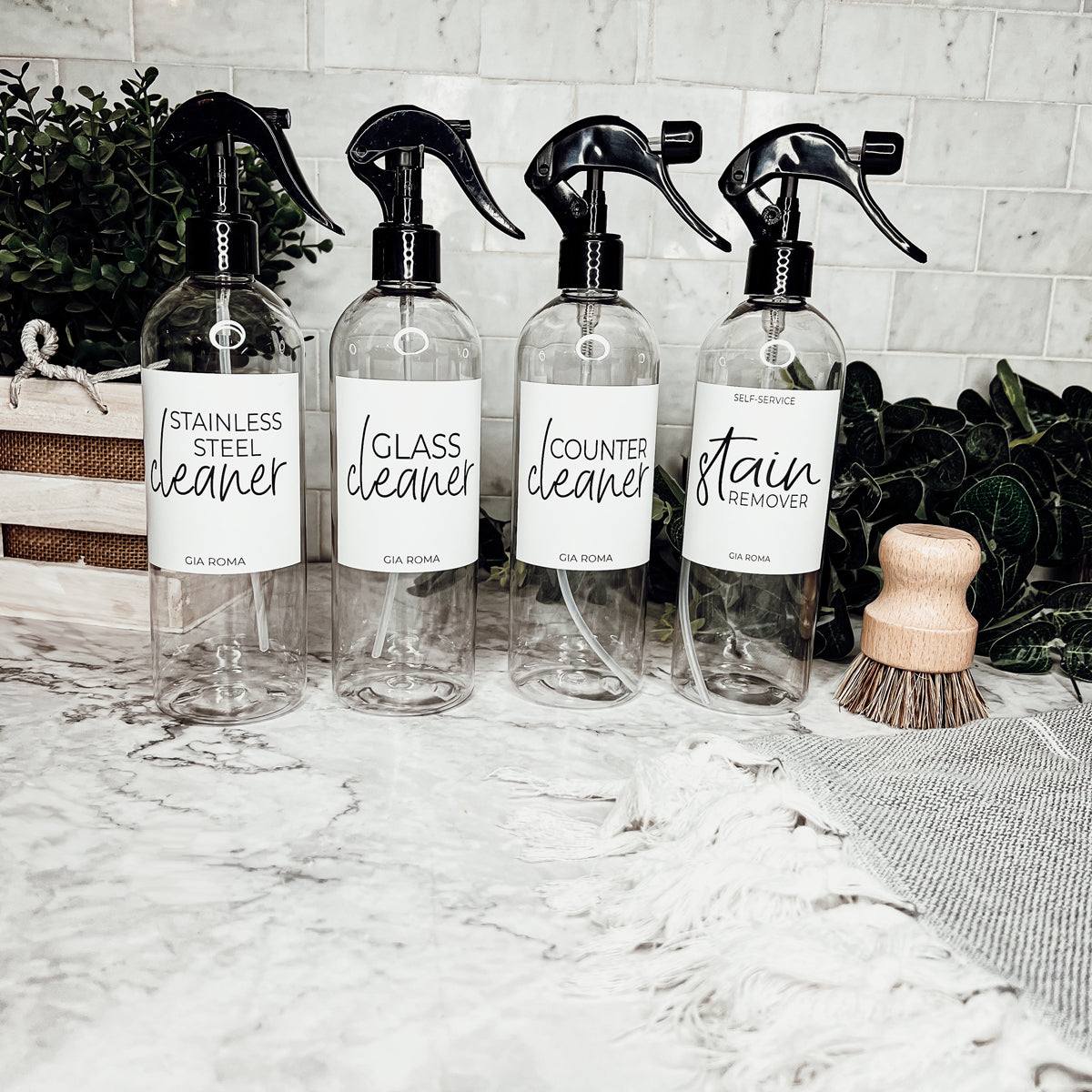 16oz Plastic Spray Bottles With White Or Black Waterproof Labels