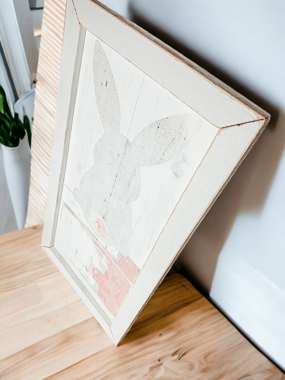 Hasenpuschel Rustikales Bauernhaus Holzschild 24x12 Zoll Frühling Osterdeko Bauernhaus Wandbehang