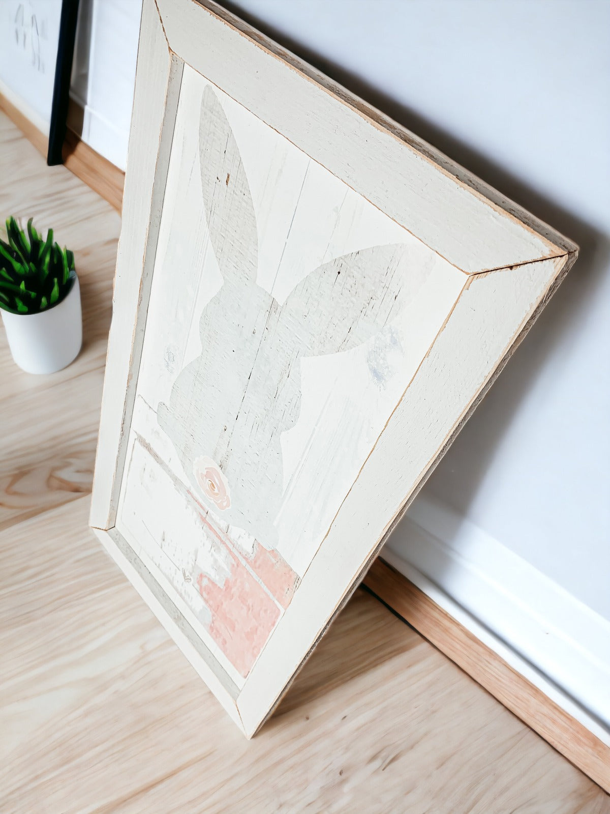 Hasenpuschel Rustikales Bauernhaus Holzschild 24x12 Zoll Frühling Osterdeko Bauernhaus Wandbehang