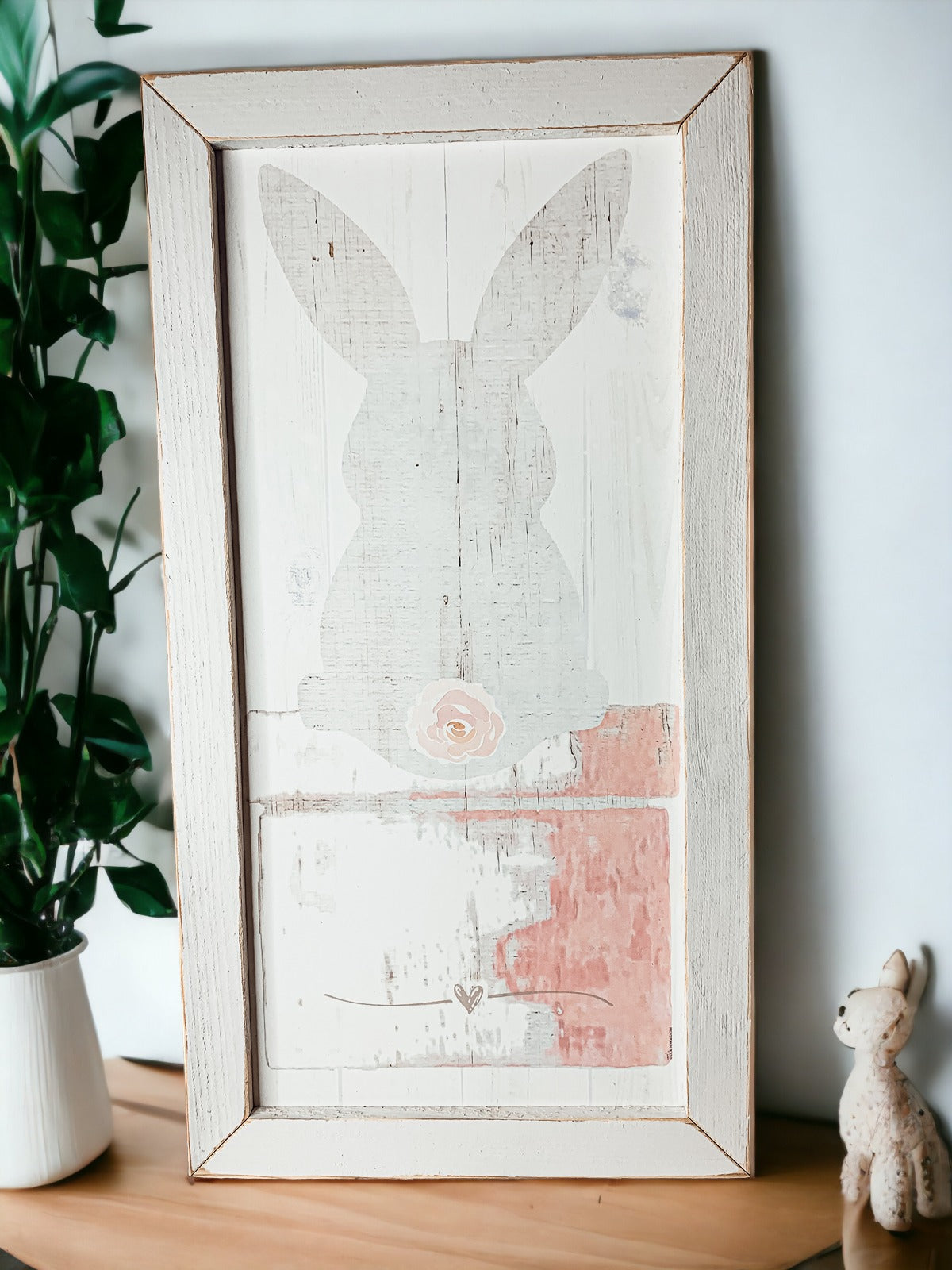Hasenpuschel Rustikales Bauernhaus Holzschild 24x12 Zoll Frühling Osterdeko Bauernhaus Wandbehang