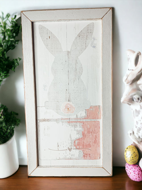 Hasenpuschel Rustikales Bauernhaus Holzschild 24x12 Zoll Frühling Osterdeko Bauernhaus Wandbehang