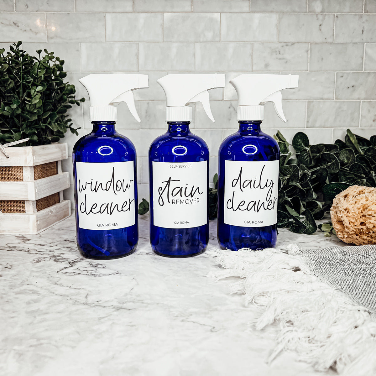 Bouteilles de nettoyage rechargeables en verre Boston Round de 16 oz pour distributeurs de savon et de lotion