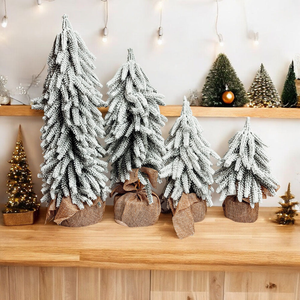 Sapins de Noël Artificiels Floqués de Neige Mini Décorations de Noël Réalistes