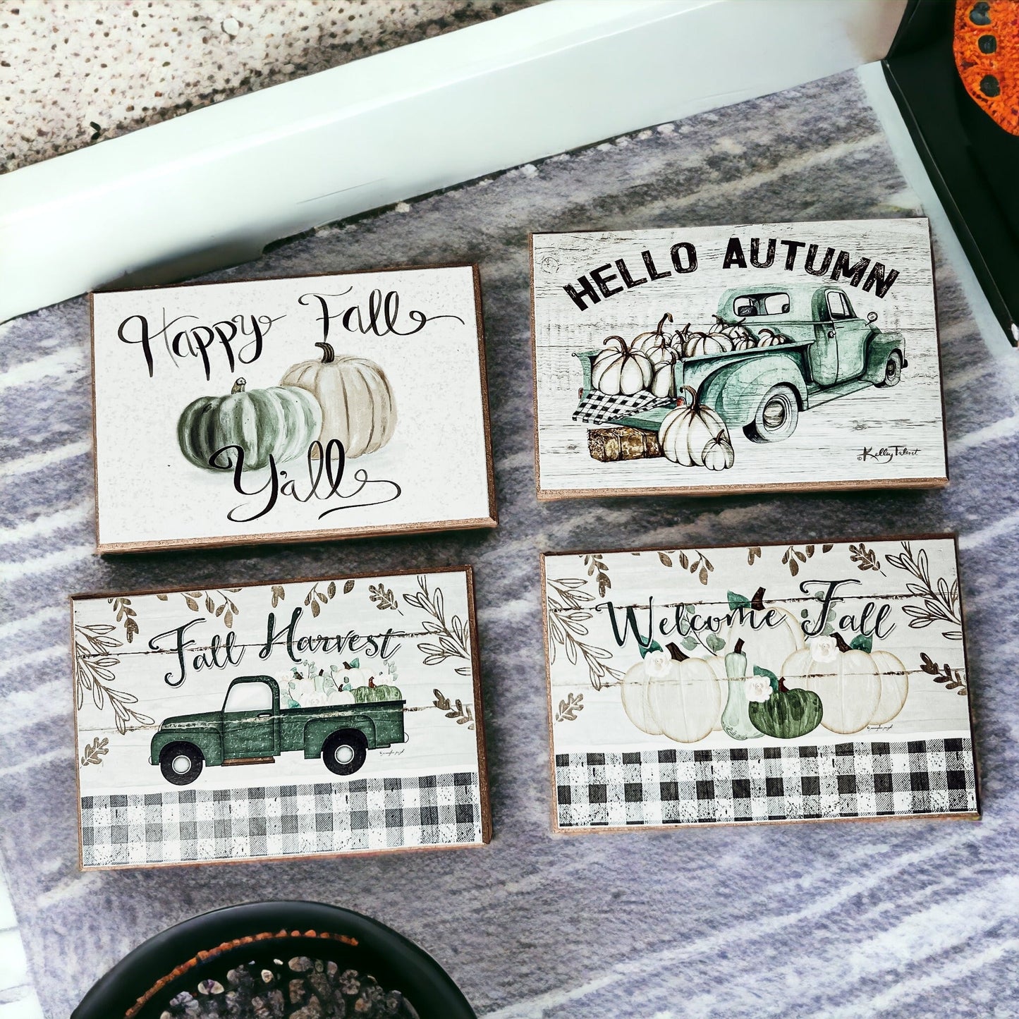 Panneau en bois "Happy Fall Y'all" 6x4 Décoration d'automne style ferme pastel
