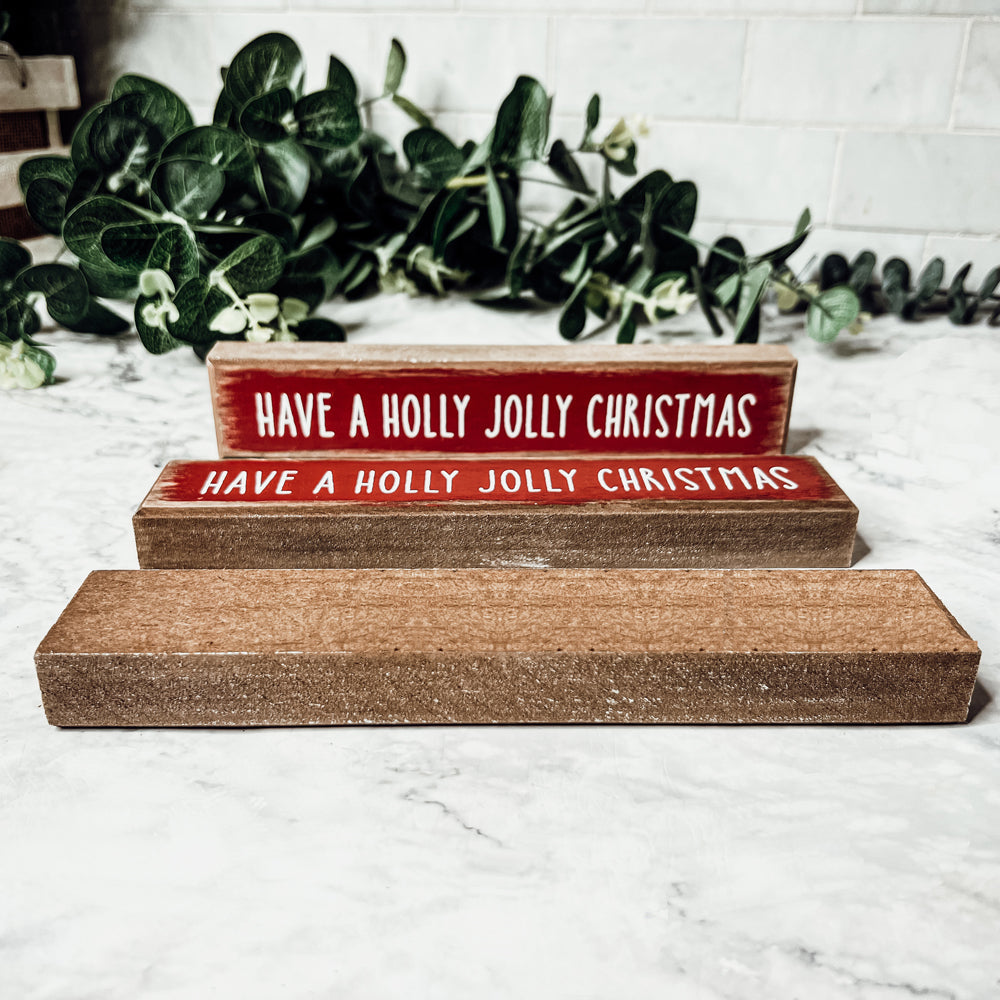 Panneau en bois Holly Jolly Christmas à poser sur une étagère Décoration de cheminée de Noël rustique de ferme