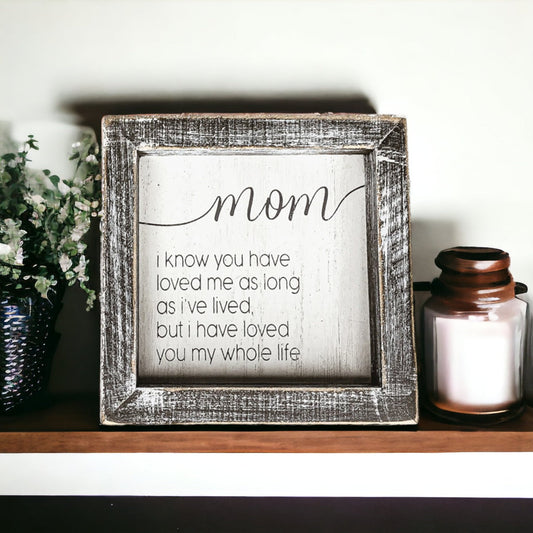 Pancarte Murale Sentimentale en Bois de 5 Pouces pour Maman "My Whole Life" Citation Décorative Cadeau pour Mère