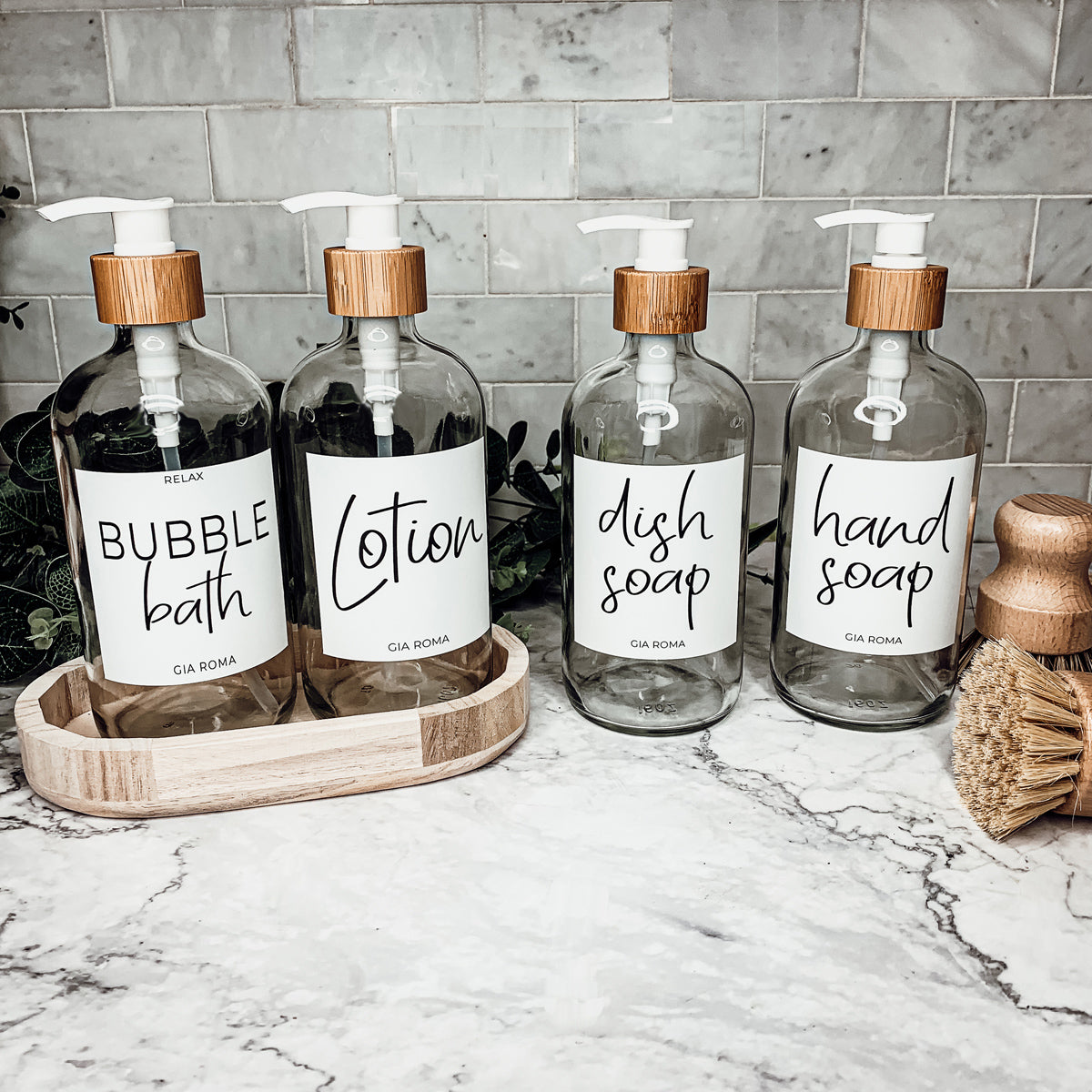 16oz Glas Boston Rundflasche Klar mit weißem Etikett – Mehrfachpackung