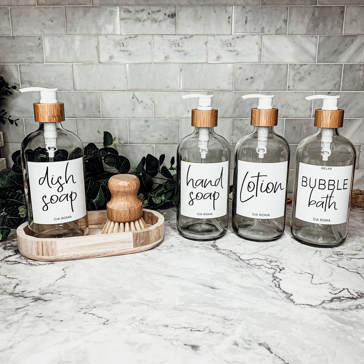 16oz Glas Boston Rundflasche Klar mit weißem Etikett – Mehrfachpackung