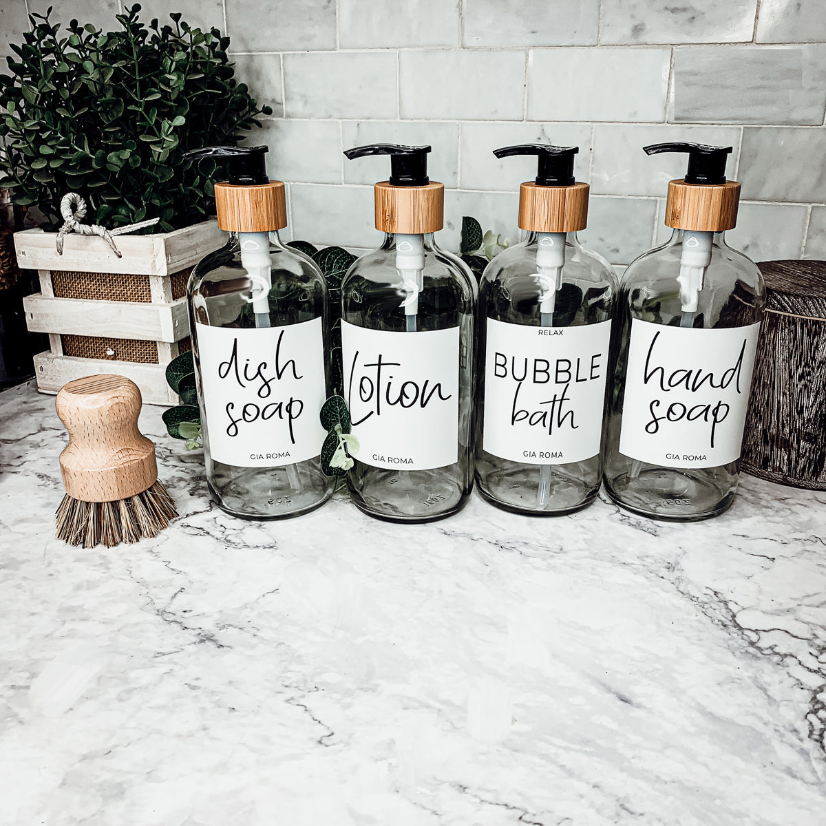 16oz Glas Boston Rundflasche Klar mit weißem Etikett – Mehrfachpackung