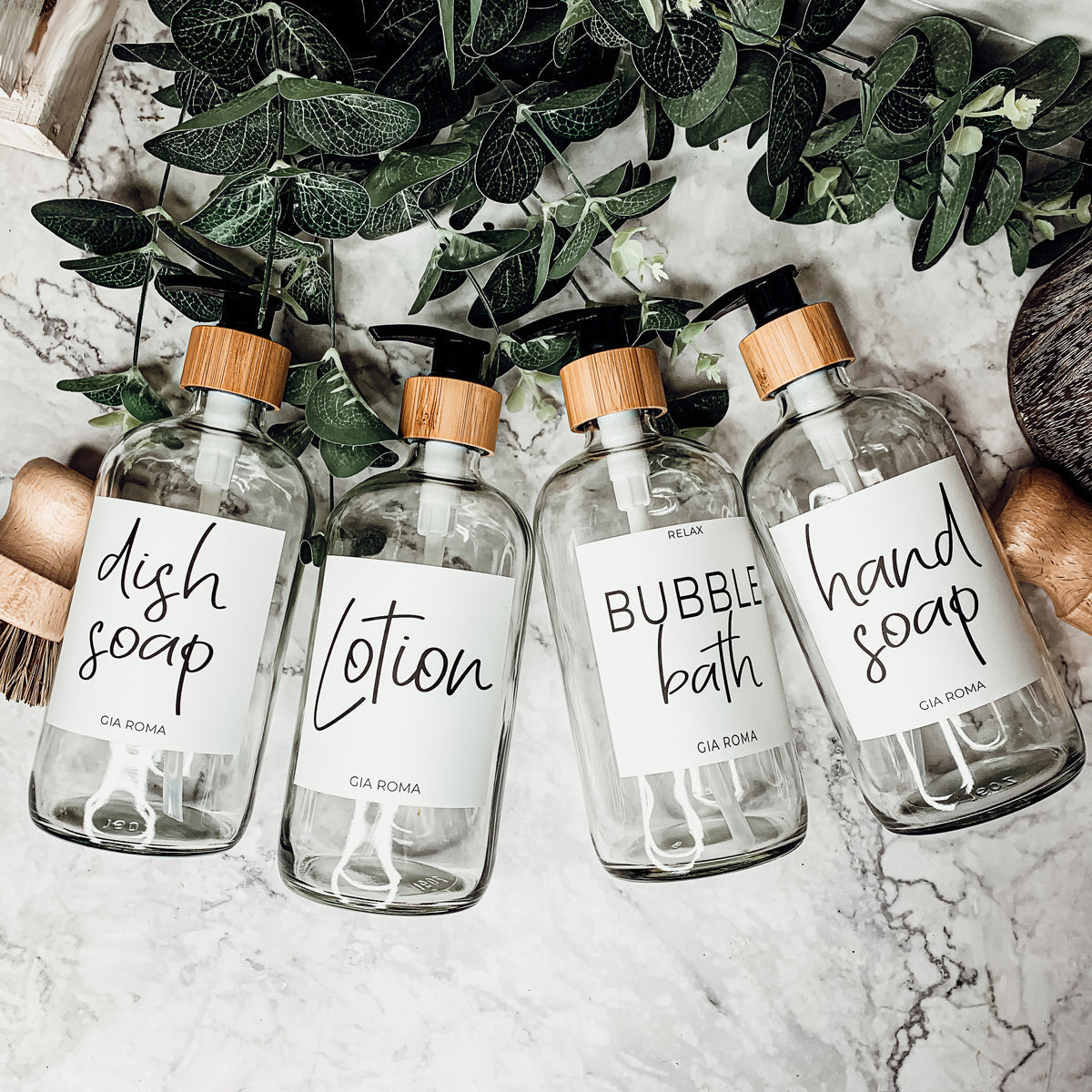 16oz Glas Boston Rundflasche Klar mit weißem Etikett – Mehrfachpackung