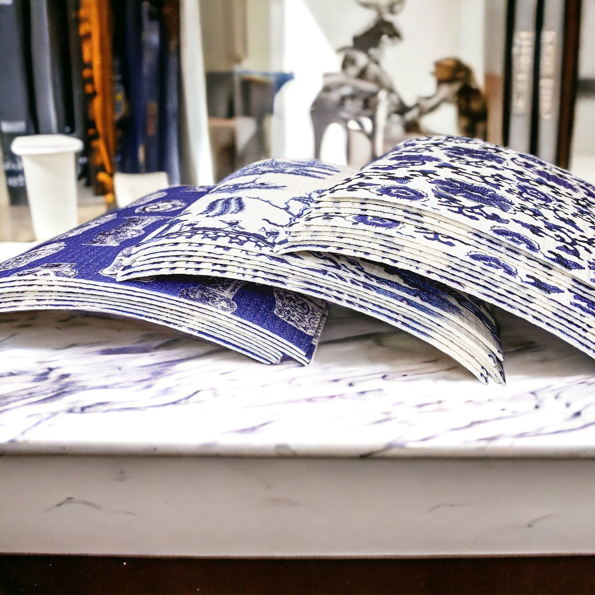 Chinoiserie Öko-Küchentücher – Biologisch abbaubare Zellulose-Baumwolle, 3 Designs