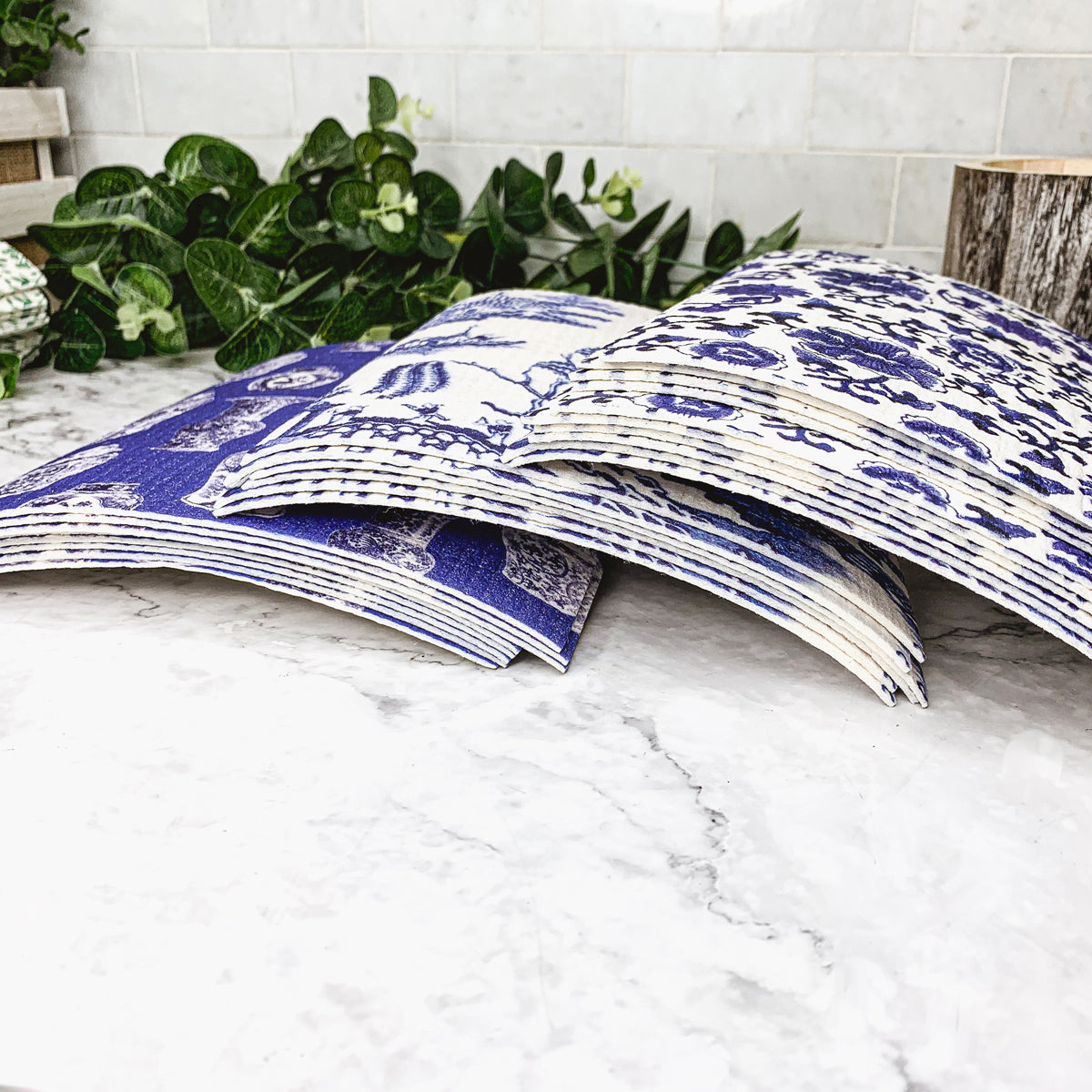 Chinoiserie Öko-Küchentücher – Biologisch abbaubare Zellulose-Baumwolle, 3 Designs