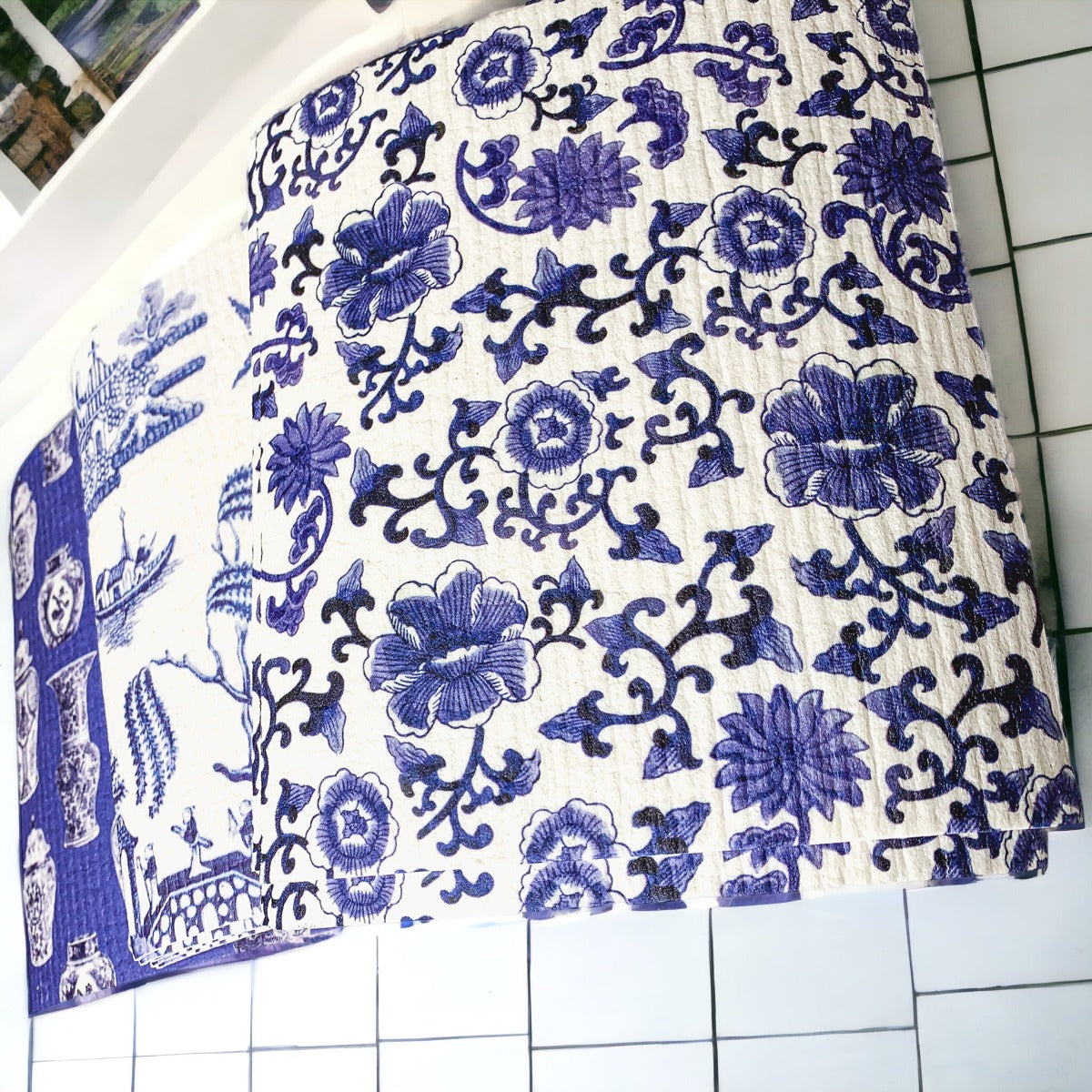 Chinoiserie Öko-Küchentücher – Biologisch abbaubare Zellulose-Baumwolle, 3 Designs