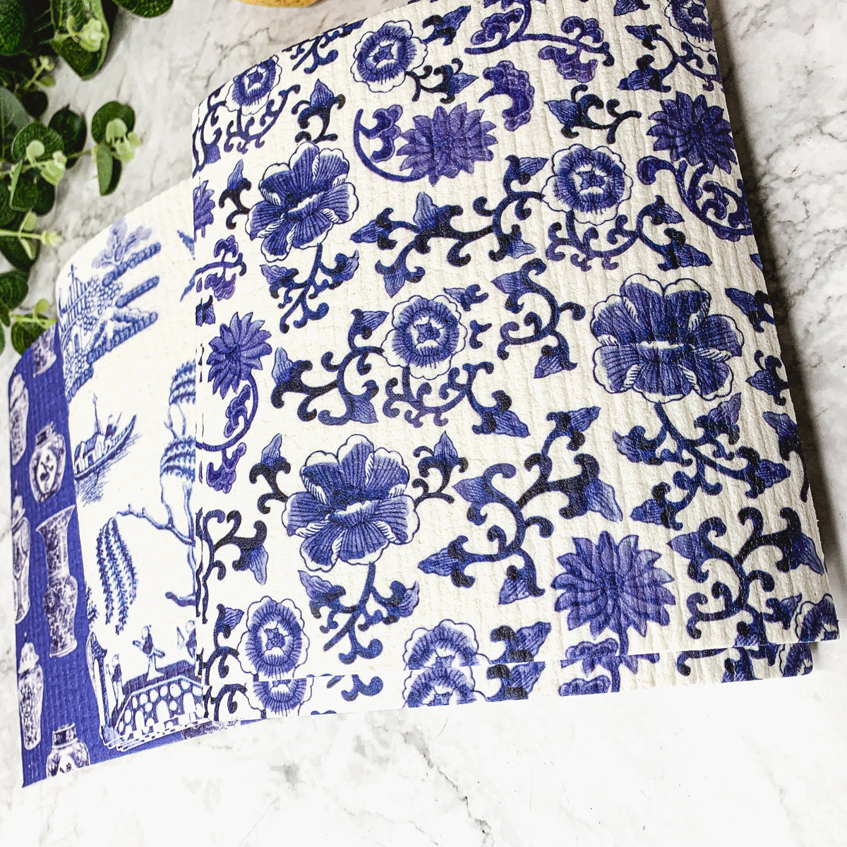 Chinoiserie Öko-Küchentücher – Biologisch abbaubare Zellulose-Baumwolle, 3 Designs