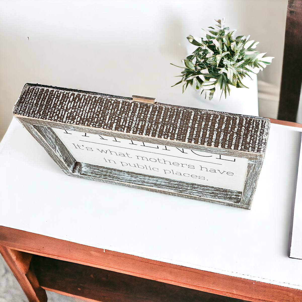 Holzgerahmtes Geduld-Schild für Mama 10x6 Lustiger Muttertagsspruch Heimdekoration Geschenk für Mütter