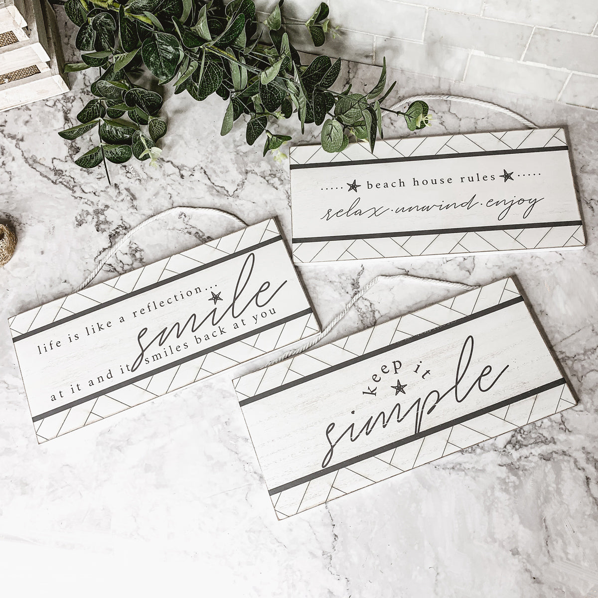 Beach House Hanging Signs - Coastal Door Wall Shelf Decor, 3 Styles, Summer