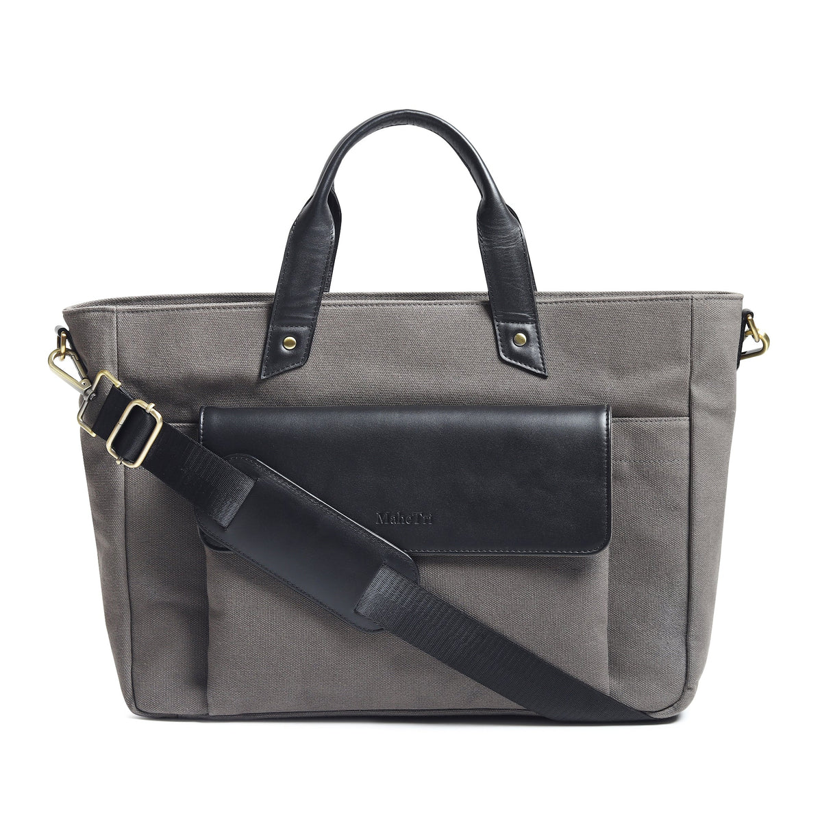Voyager Canvas-Leder-Aktentasche, Grau