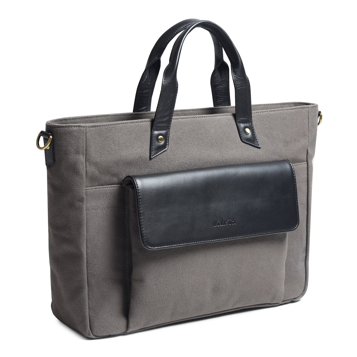 Voyager Canvas-Leder-Aktentasche, Grau