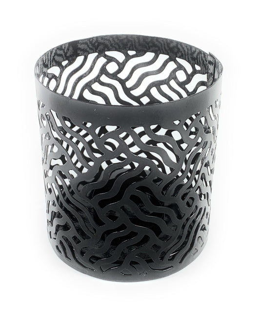 Vibhsa Votive Candle Holders | Set of 2, Grey, Laser-Cut Design