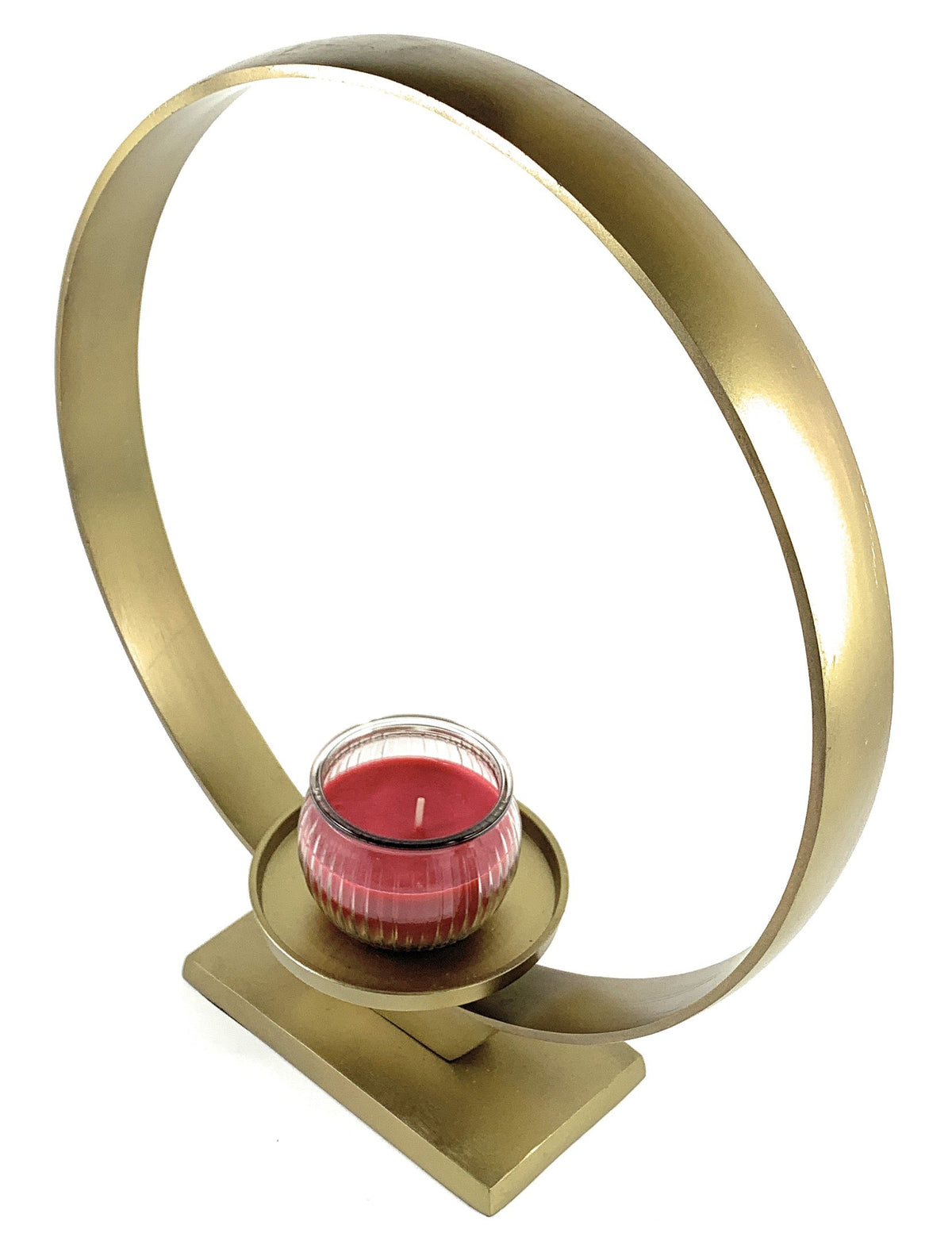 Vibhsa Gold Ring Candle Holder | 15"H, 12.5" Ring, Sand-Cast Aluminum