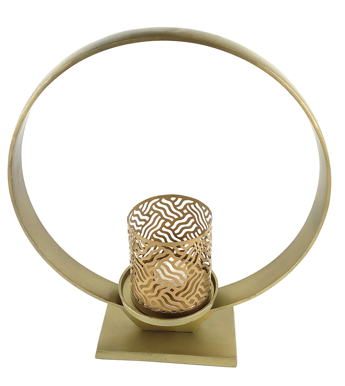 Vibhsa Gold Ring Candle Holder | 15"H, 12.5" Ring, Sand-Cast Aluminum