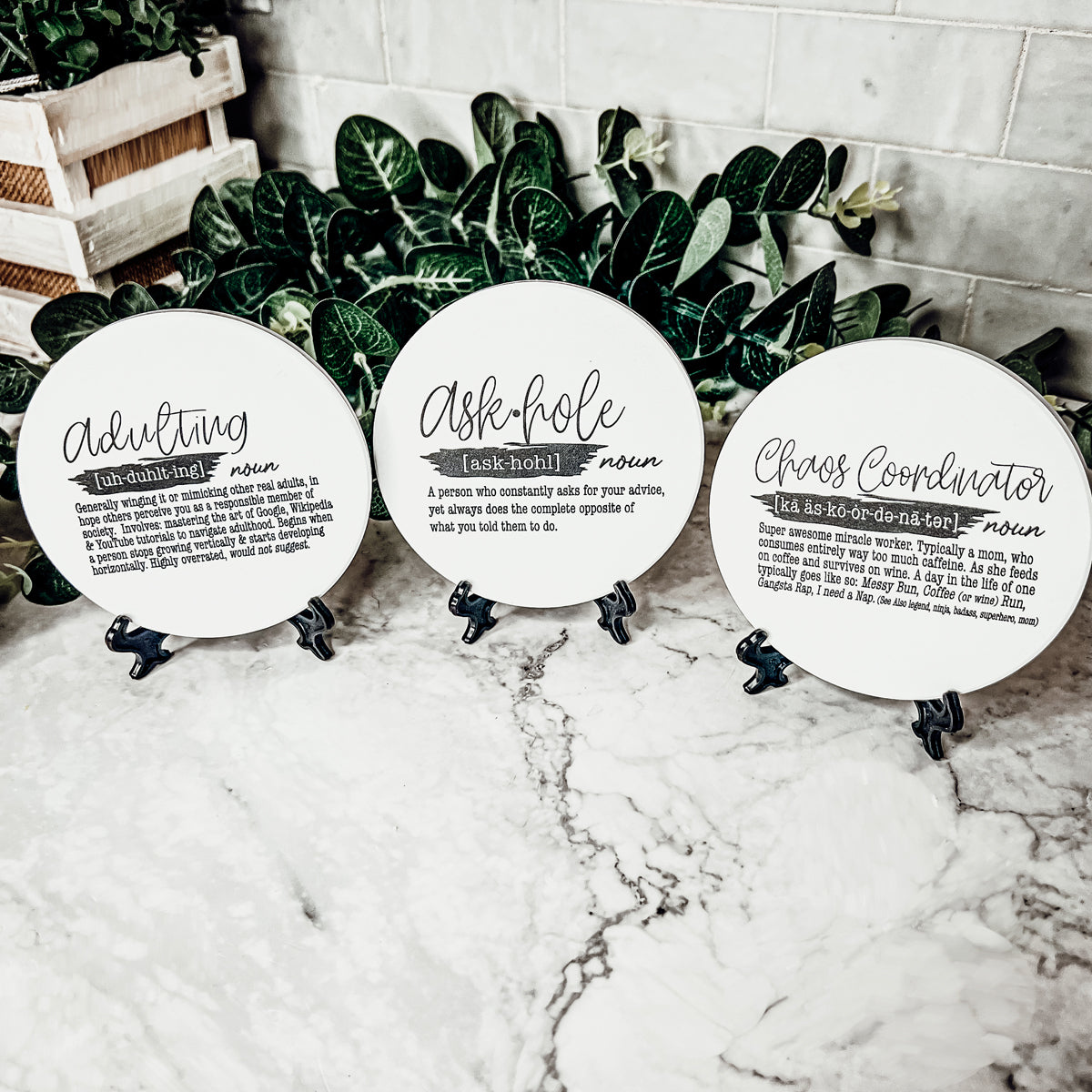 Lot de 6 dessous de verre amusants pour adultes avec citations humoristiques pour la maison et le bar