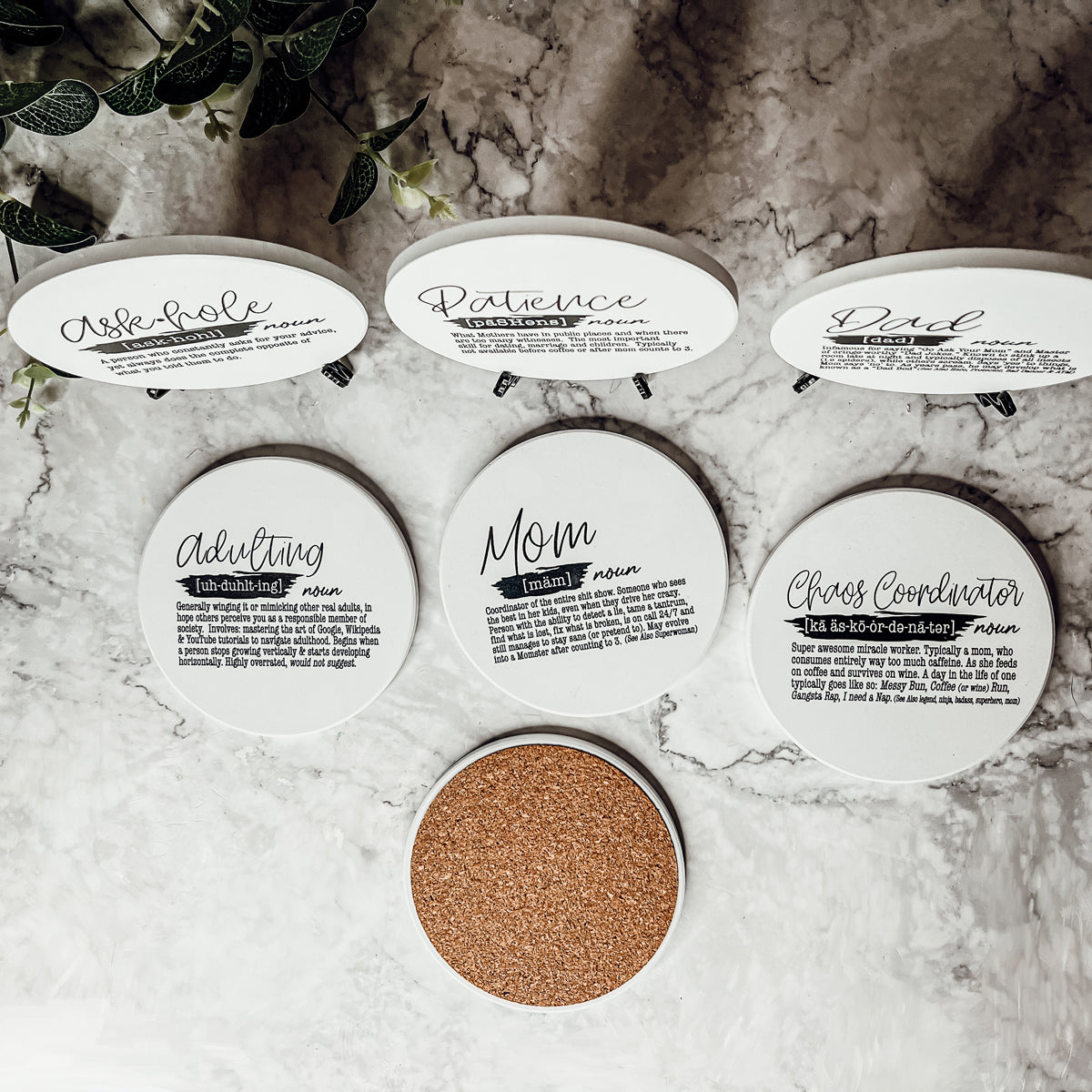 Lot de 6 dessous de verre amusants pour adultes avec citations humoristiques pour la maison et le bar