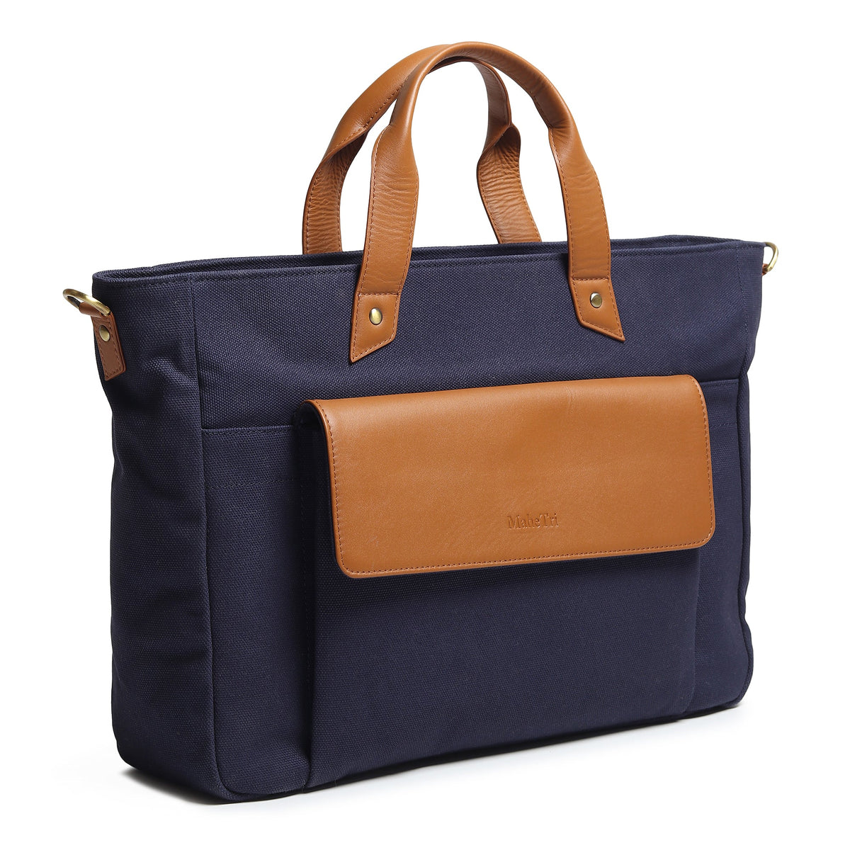 Voyager Canvas Leder Aktenkoffer, Dunkelblau