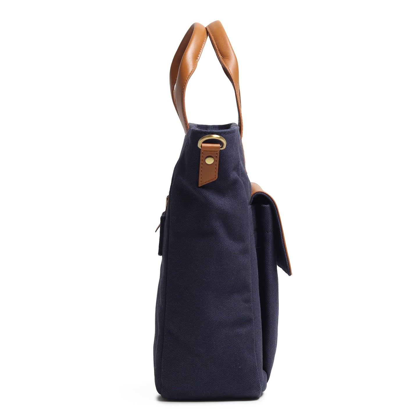 Attaché-case en cuir et toile Voyager, Bleu foncé