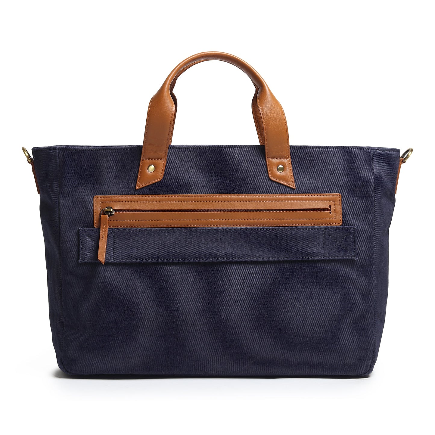 Attaché-case en cuir et toile Voyager, Bleu foncé