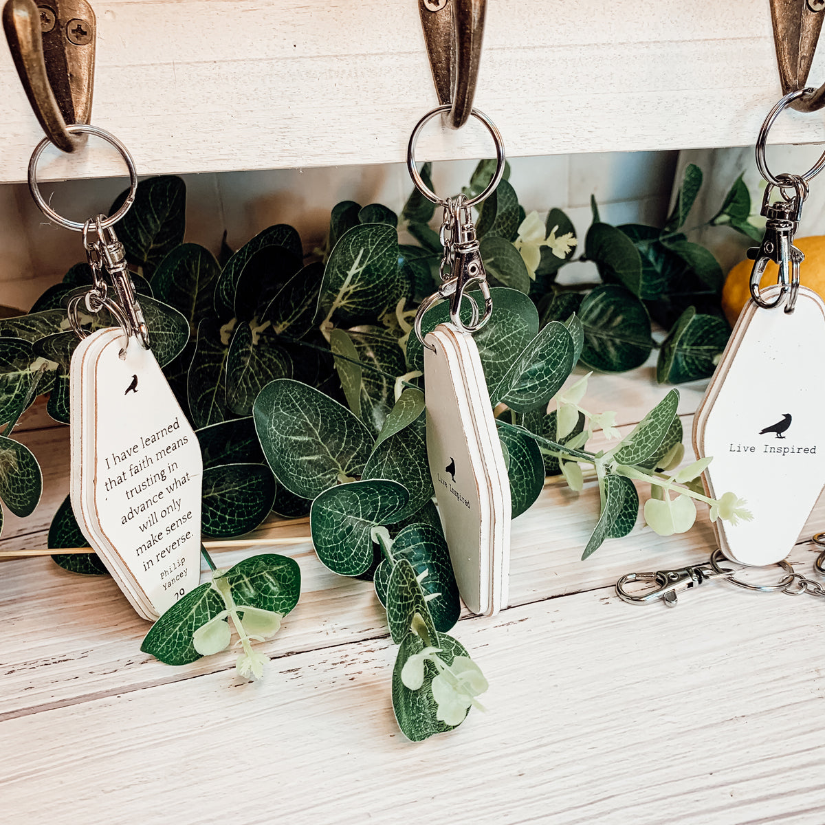 Wooden Inspirational Key Chains Reversible Heavy Duty Motivational Quotes Keyring Set 10 Plus Styles