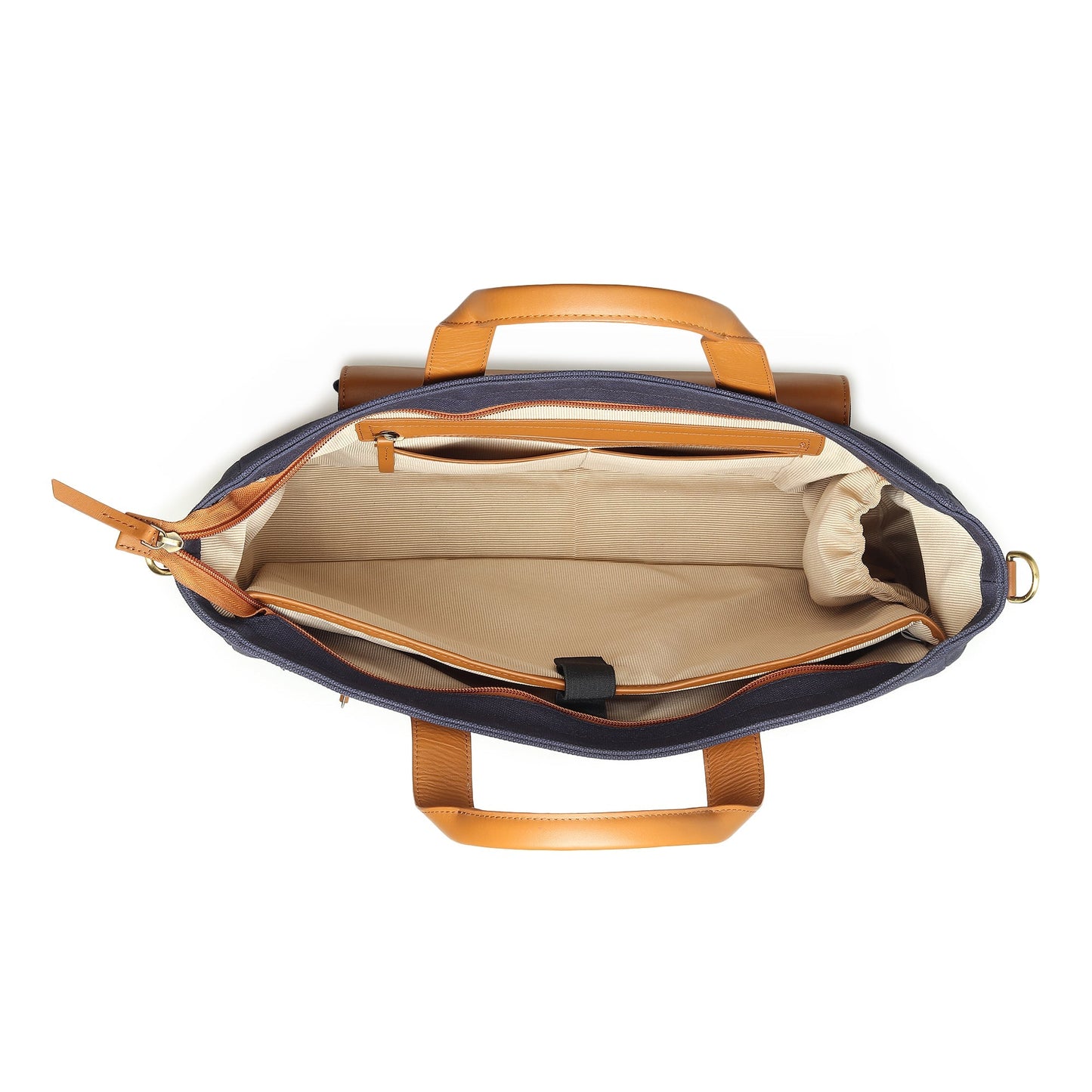 Attaché-case en cuir et toile Voyager, Bleu foncé