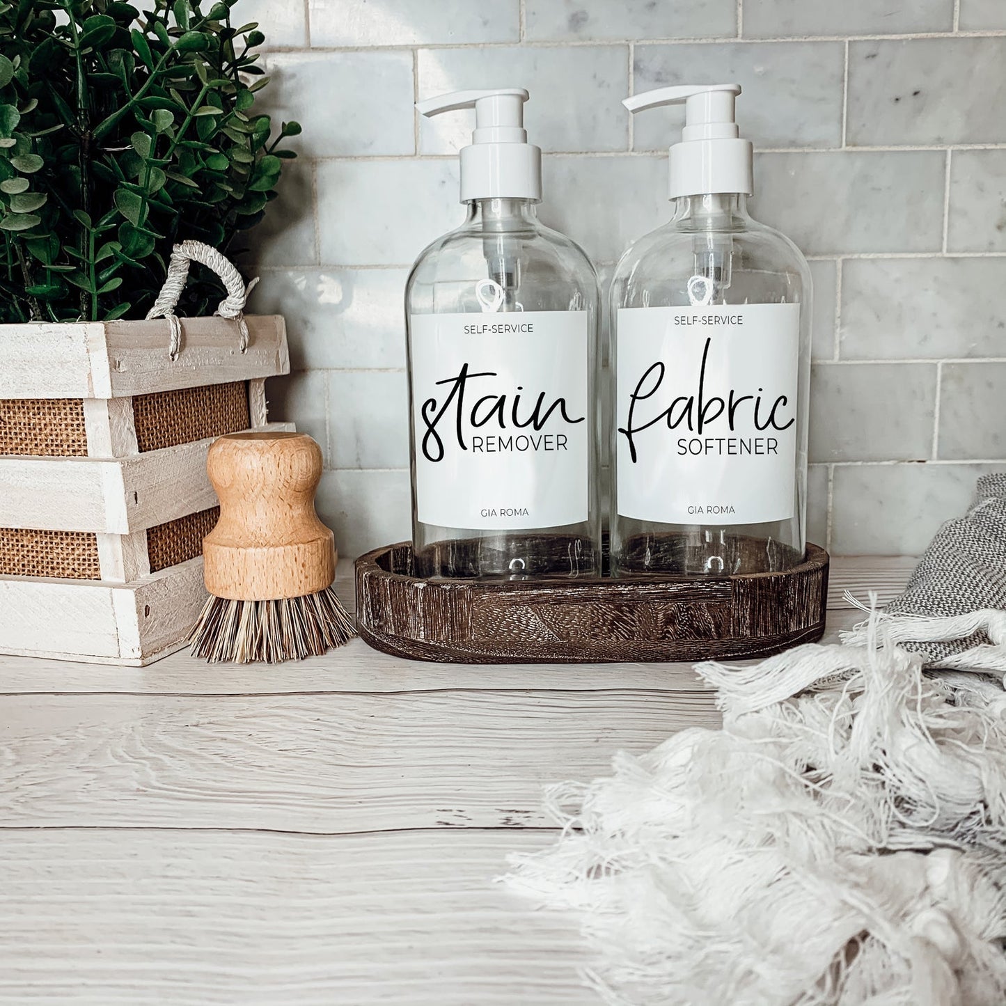 16oz Glas Boston Rundflasche Klar mit weißem Etikett – Mehrfachpackung