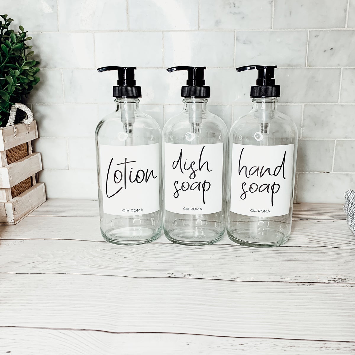 16oz Glas Boston Rundflasche Klar mit weißem Etikett – Mehrfachpackung