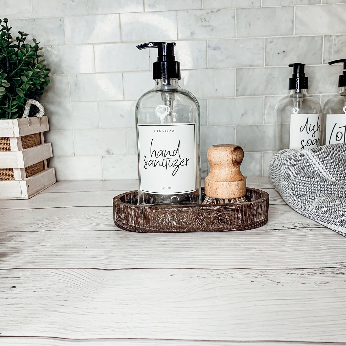 16oz Glas Boston Rundflasche Klar mit weißem Etikett – Mehrfachpackung