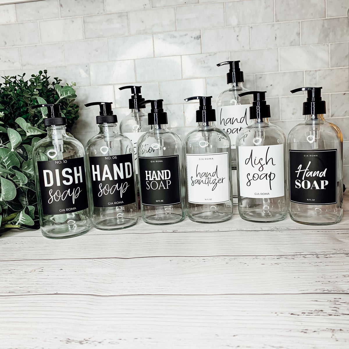 16oz Glas Boston Rundflasche Klar mit weißem Etikett – Mehrfachpackung