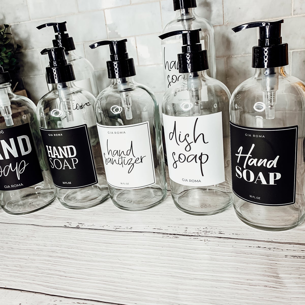 16oz Glas Boston Rundflasche Klar mit weißem Etikett – Mehrfachpackung