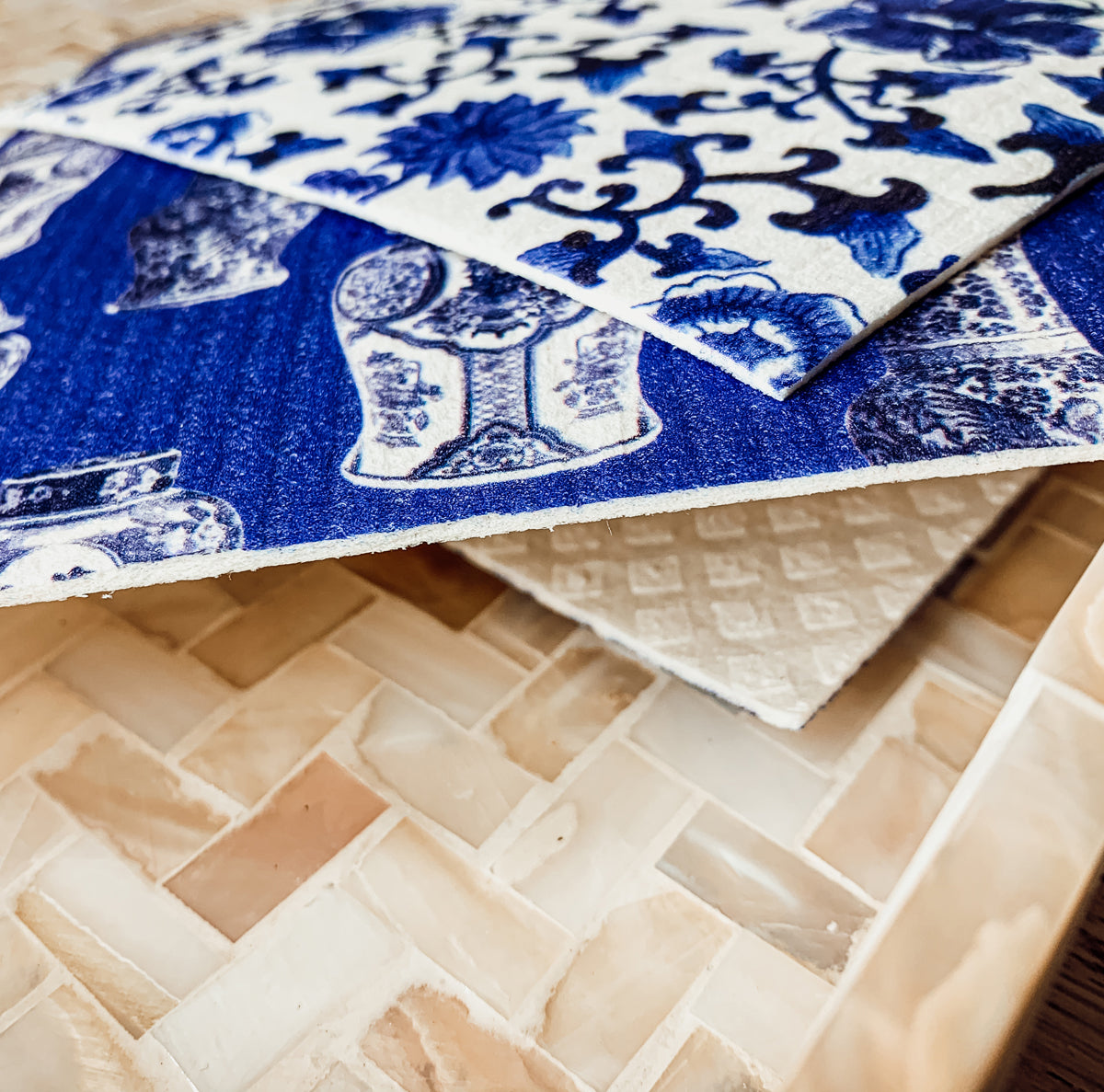 Chinoiserie Öko-Küchentücher – Biologisch abbaubare Zellulose-Baumwolle, 3 Designs