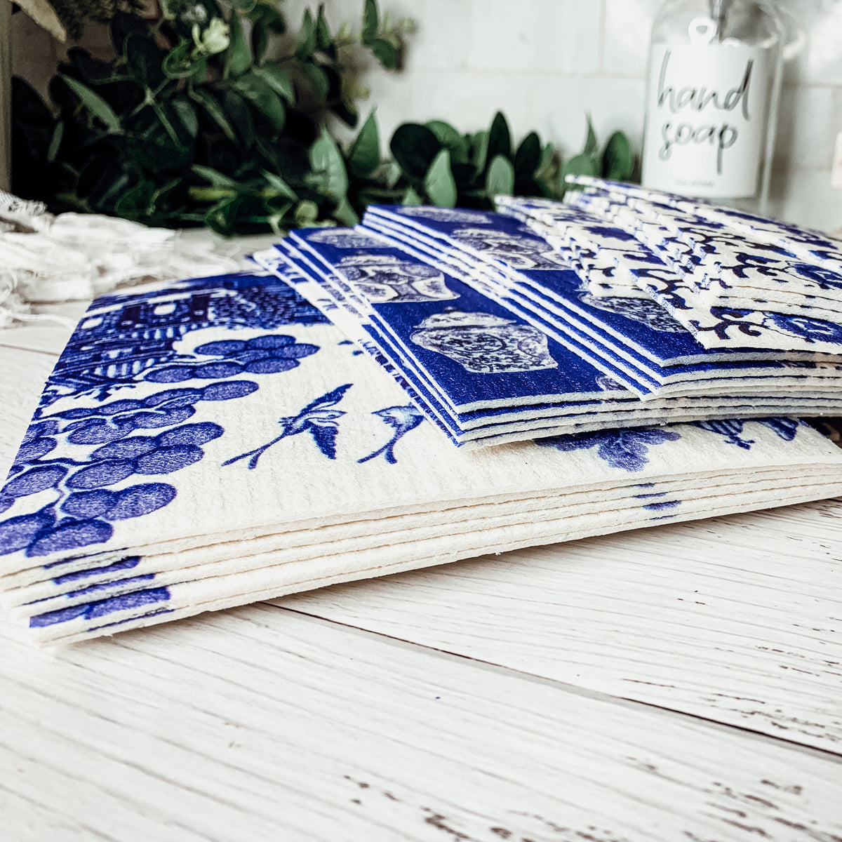 Chinoiserie Öko-Küchentücher – Biologisch abbaubare Zellulose-Baumwolle, 3 Designs