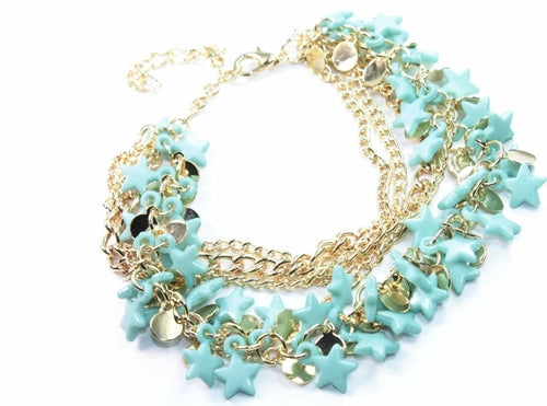 Dreistufiges Stern-Charm-Armband, 17,8 cm Verlängerung, Karabinerverschluss