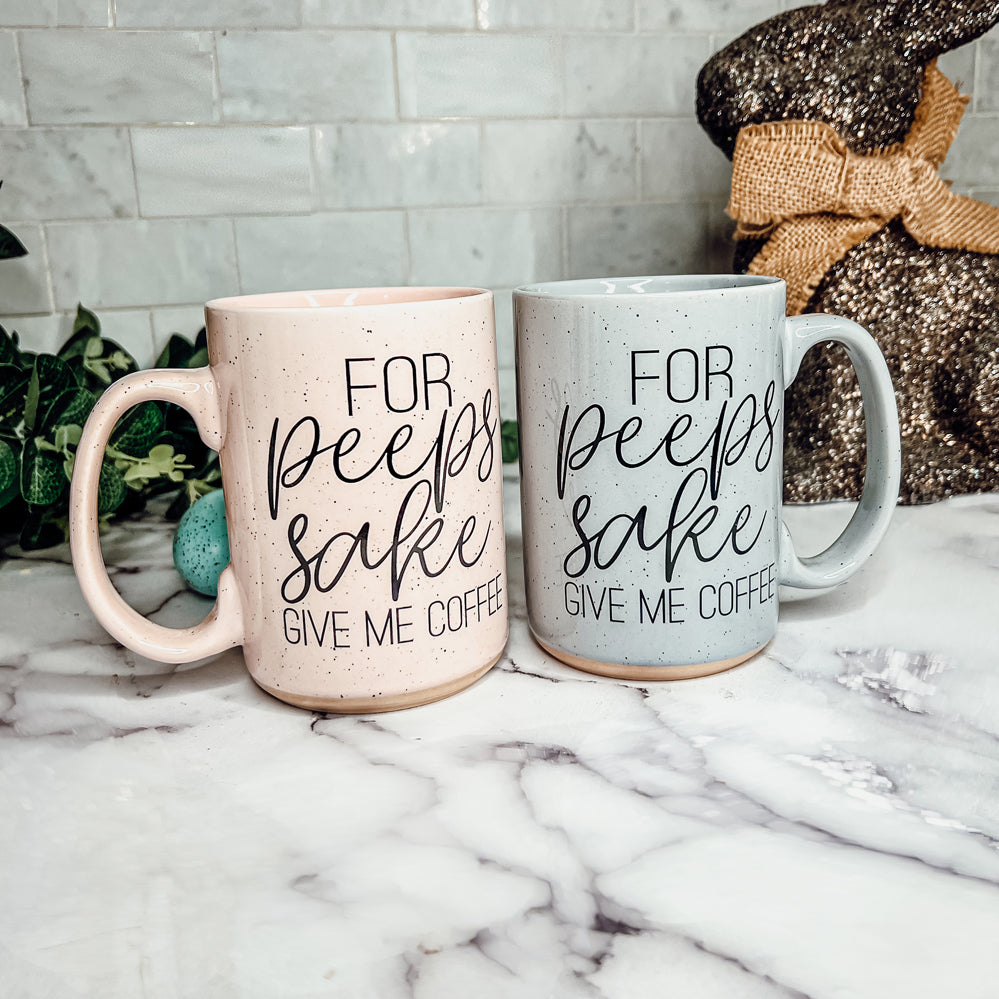 For Peep's Sake Kaffeetasse 473ml Keramik Pastellblau Rosa Lustiges Geschenk