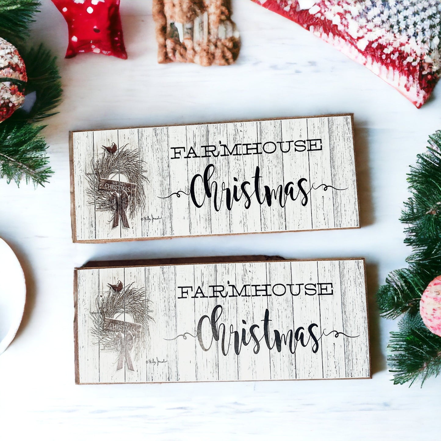 Bauernhaus-Weihnachtsschild Holz Rustikales Weihnachtsdekor Minimalistisch Neutral 10x4