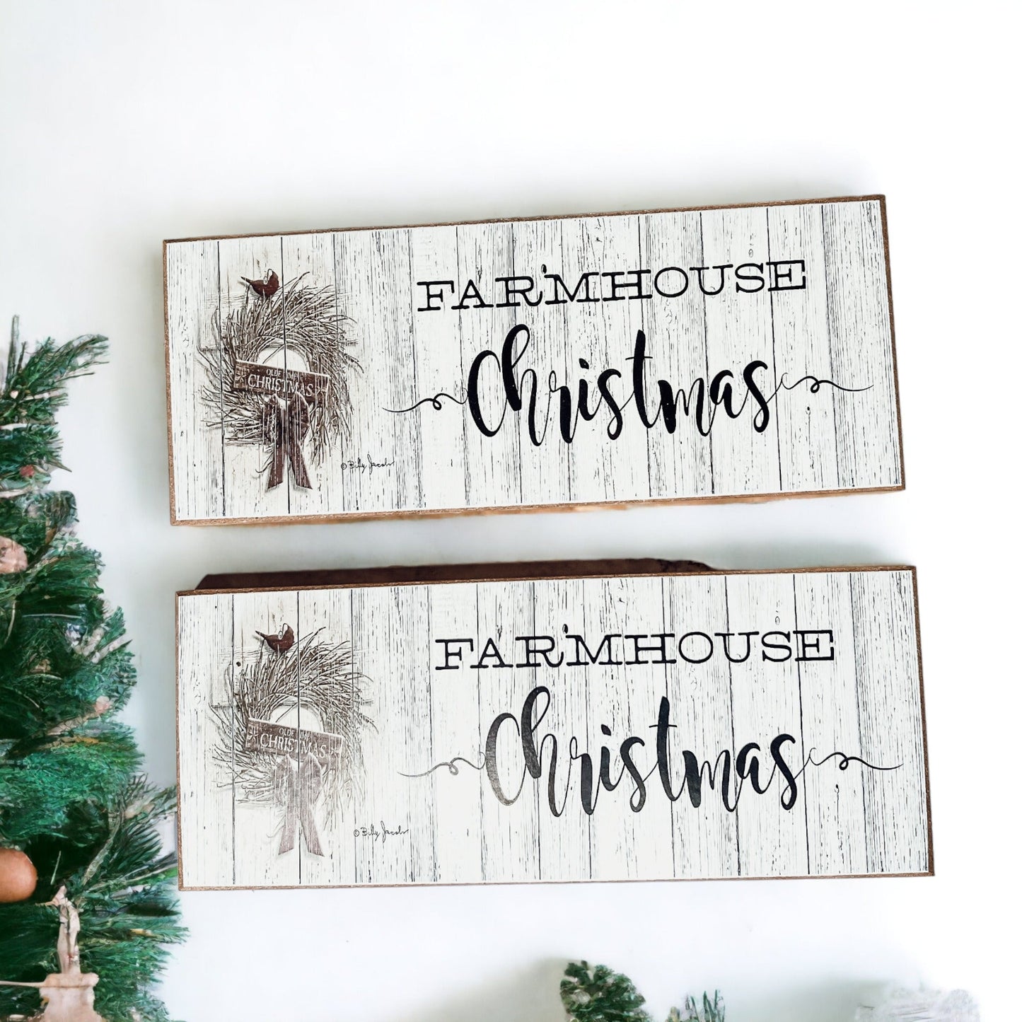 Bauernhaus-Weihnachtsschild Holz Rustikales Weihnachtsdekor Minimalistisch Neutral 10x4