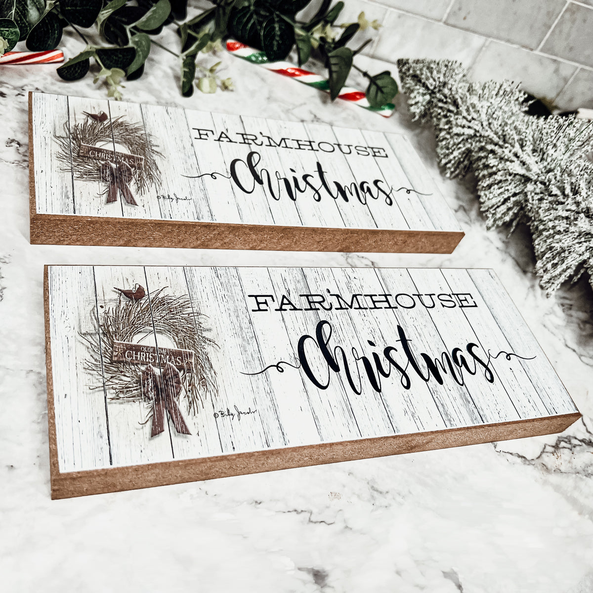 Bauernhaus-Weihnachtsschild Holz Rustikales Weihnachtsdekor Minimalistisch Neutral 10x4