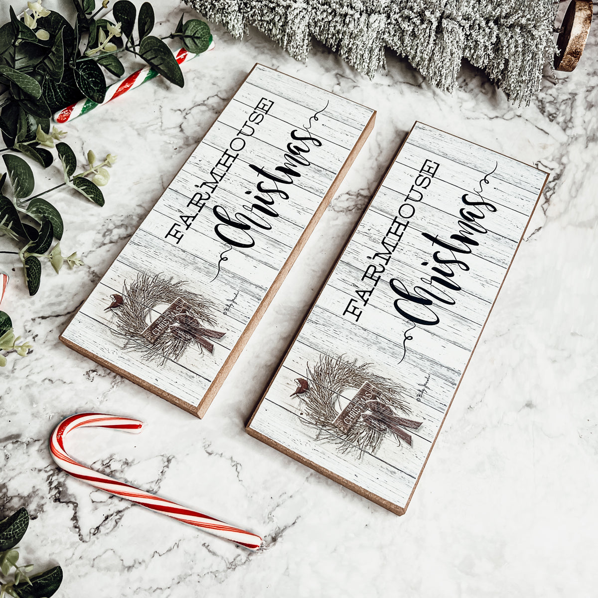 Bauernhaus-Weihnachtsschild Holz Rustikales Weihnachtsdekor Minimalistisch Neutral 10x4