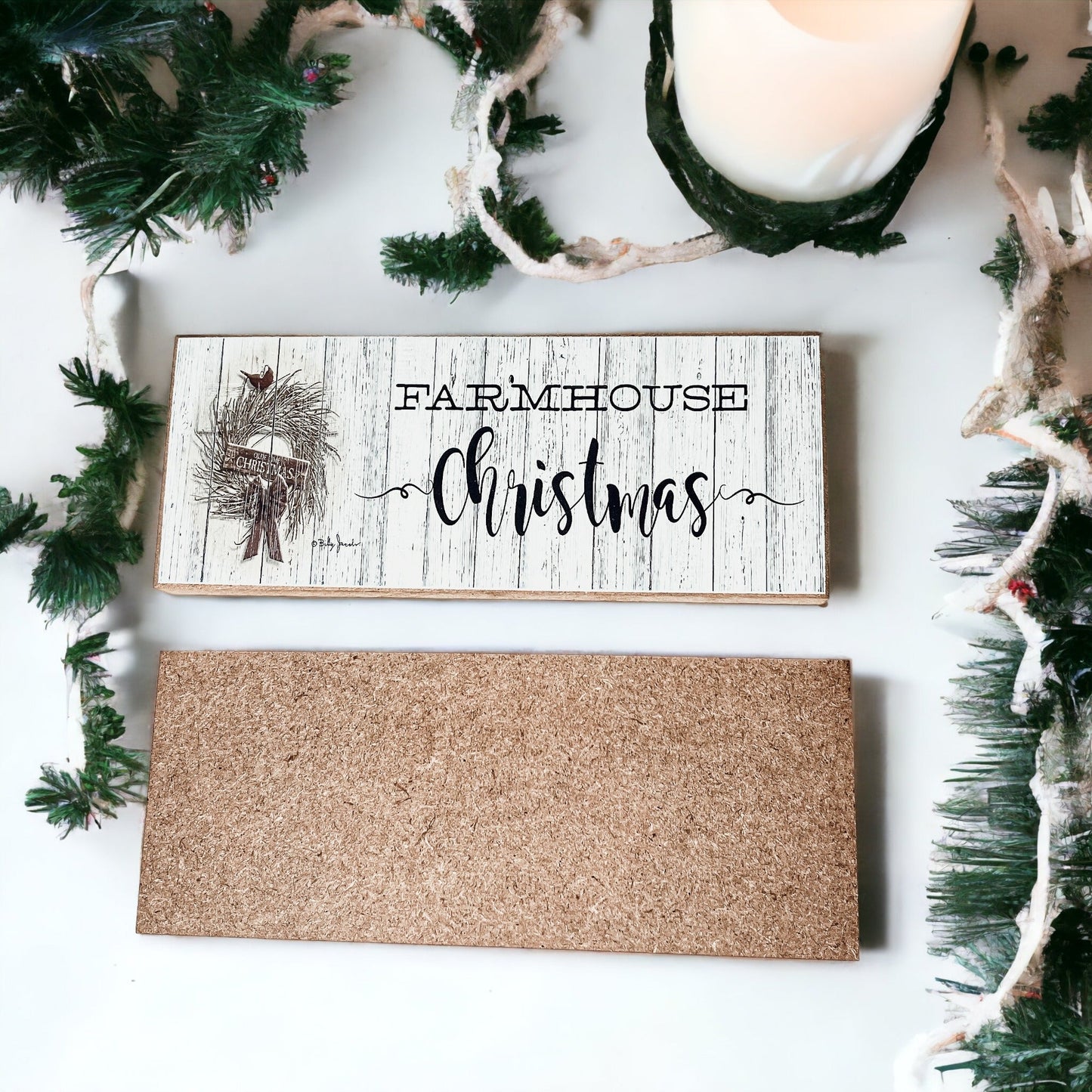 Bauernhaus-Weihnachtsschild Holz Rustikales Weihnachtsdekor Minimalistisch Neutral 10x4